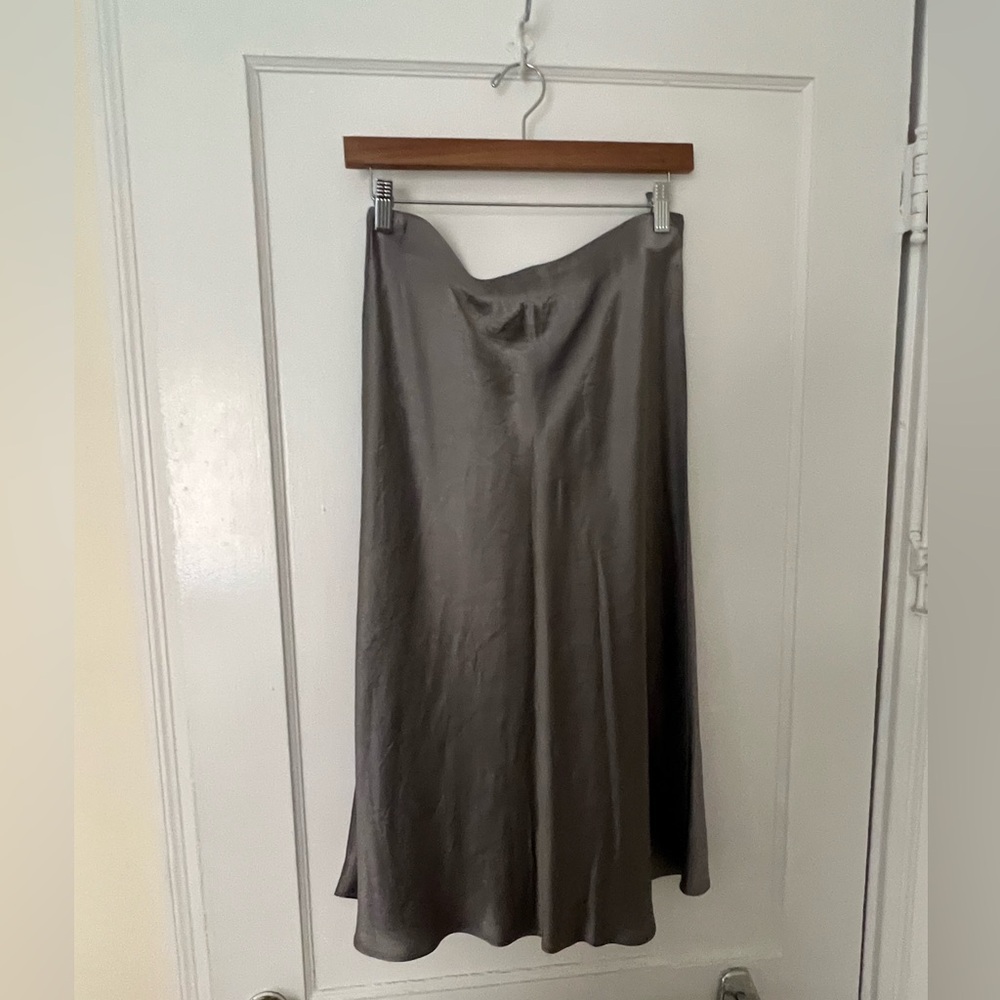 Babaton Gray Midi Silk Skirt
